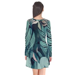 Long Sleeve V-neck Flare Dress 