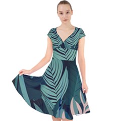 Cap Sleeve Front Wrap Midi Dress 