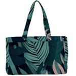 Green Nature Bohemian Painting Leaves Foliage Canvas Work Bag