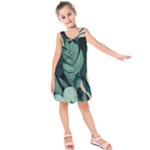 Green Nature Bohemian Painting Leaves Foliage Kids  Sleeveless Dress