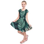 Green Nature Bohemian Painting Leaves Foliage Kids  Short Sleeve Dress