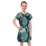 Green Nature Bohemian Painting Leaves Foliage Kids  Drop Waist Dress