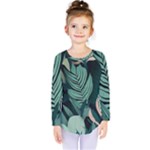 Green Nature Bohemian Painting Leaves Foliage Kids  Long Sleeve Tee