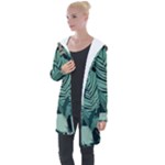 Green Nature Bohemian Painting Leaves Foliage Longline Hooded Cardigan