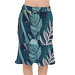 Green Nature Bohemian Painting Leaves Foliage Short Mermaid Skirt