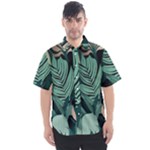 Green Nature Bohemian Painting Leaves Foliage Men s Short Sleeve Shirt