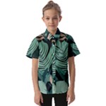 Green Nature Bohemian Painting Leaves Foliage Kids  Short Sleeve Shirt