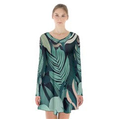 Long Sleeve Velvet V-neck Dress 