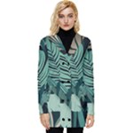 Green Nature Bohemian Painting Leaves Foliage Button Up Hooded Coat 