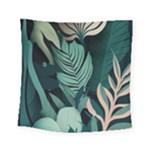 Green Nature Bohemian Painting Leaves Foliage Square Tapestry (Small)