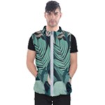 Green Nature Bohemian Painting Leaves Foliage Men s Puffer Vest