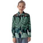 Green Nature Bohemian Painting Leaves Foliage Kids  Long Sleeve Shirt