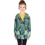 Green Nature Bohemian Painting Leaves Foliage Kids  Double Breasted Button Coat