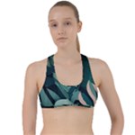 Green Nature Bohemian Painting Leaves Foliage Criss Cross Racerback Sports Bra