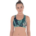 Green Nature Bohemian Painting Leaves Foliage Cross String Back Sports Bra