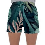 Green Nature Bohemian Painting Leaves Foliage Sleepwear Shorts