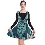 Green Nature Bohemian Painting Leaves Foliage Plunge Pinafore Dress