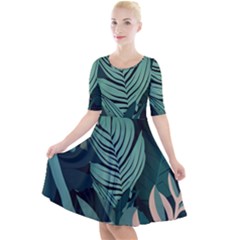 Quarter Sleeve A-Line Dress 