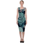 Green Nature Bohemian Painting Leaves Foliage Sleeveless Pencil Dress