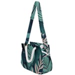 Green Nature Bohemian Painting Leaves Foliage Rope Handles Shoulder Strap Bag