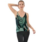 Green Nature Bohemian Painting Leaves Foliage Chiffon Cami