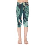 Green Nature Bohemian Painting Leaves Foliage Kids  Capri Leggings 