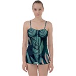 Green Nature Bohemian Painting Leaves Foliage Babydoll Tankini Set