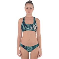 Green Nature Bohemian Painting Leaves Foliage Cross Back Hipster Bikini Set from ArtsNow.com