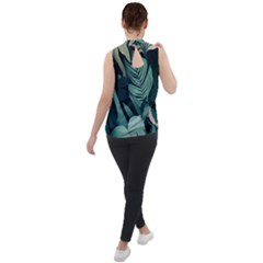 Mock Neck Chiffon Sleeveless Top 