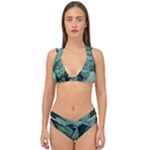 Green Nature Bohemian Painting Leaves Foliage Double Strap Halter Bikini Set