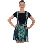 Green Nature Bohemian Painting Leaves Foliage Velvet Suspender Skater Skirt