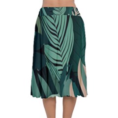 Velvet Flared Midi Skirt 