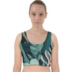 Green Nature Bohemian Painting Leaves Foliage Velvet Racer Back Crop Top