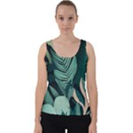 Green Nature Bohemian Painting Leaves Foliage Velvet Tank Top