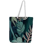 Green Nature Bohemian Painting Leaves Foliage Full Print Rope Handle Tote (Large)