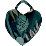 Green Nature Bohemian Painting Leaves Foliage Giant Heart Shaped Tote