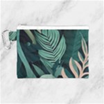 Green Nature Bohemian Painting Leaves Foliage Canvas Cosmetic Bag (Medium)