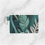 Green Nature Bohemian Painting Leaves Foliage Canvas Cosmetic Bag (Small)