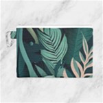 Green Nature Bohemian Painting Leaves Foliage Canvas Cosmetic Bag (Large)