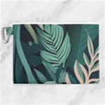 Green Nature Bohemian Painting Leaves Foliage Canvas Cosmetic Bag (XL)