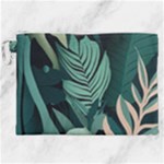 Green Nature Bohemian Painting Leaves Foliage Canvas Cosmetic Bag (XXL)