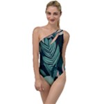 Green Nature Bohemian Painting Leaves Foliage To One Side Swimsuit