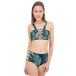 Green Nature Bohemian Painting Leaves Foliage Cage Up Bikini Set
