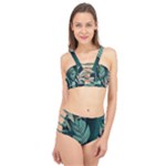 Green Nature Bohemian Painting Leaves Foliage Cage Up Bikini Set