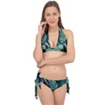 Green Nature Bohemian Painting Leaves Foliage Tie It Up Bikini Set