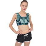 Green Nature Bohemian Painting Leaves Foliage V-Back Sports Bra