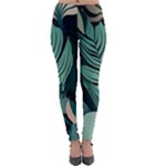 Green Nature Bohemian Painting Leaves Foliage Lightweight Velour Leggings