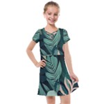 Green Nature Bohemian Painting Leaves Foliage Kids  Cross Web Dress