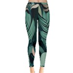 Green Nature Bohemian Painting Leaves Foliage Inside Out Leggings