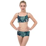 Green Nature Bohemian Painting Leaves Foliage Layered Top Bikini Set